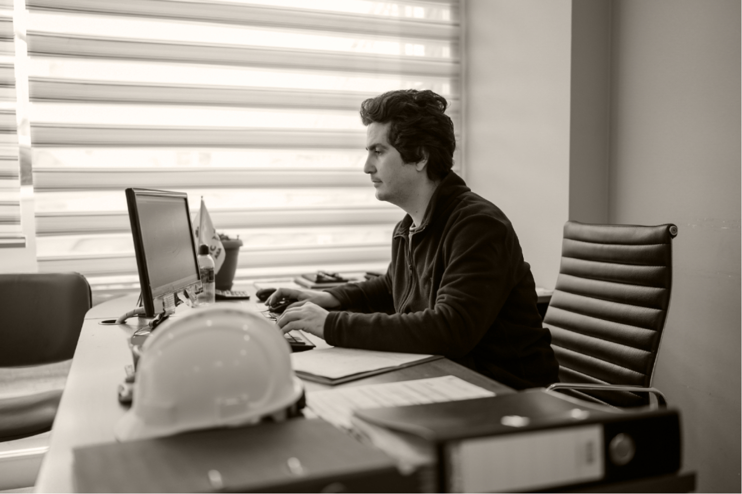 Employee in a serviced office