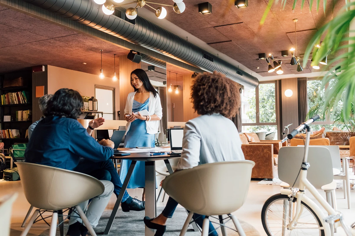 Business team meeting in a suburban coworking centre